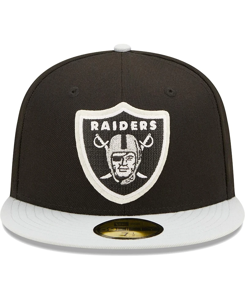 Men's New Era Black, Silver Las Vegas Raiders Super Bowl Xviii Letterman 59FIFTY Fitted Hat