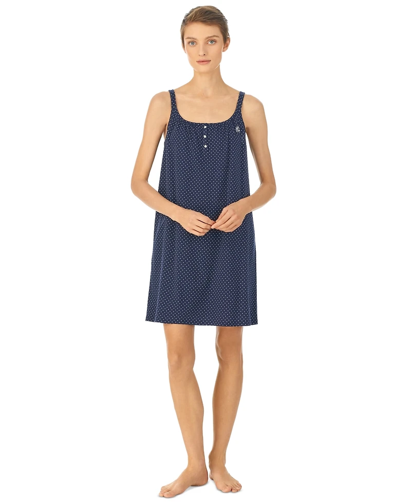 Lauren Ralph Cotton Knit Double-Strap Nightgown