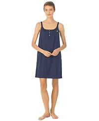 Lauren Ralph Cotton Knit Double-Strap Nightgown