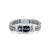 Mens Stainless Steel Anchor Id Franco Chain Bracelet