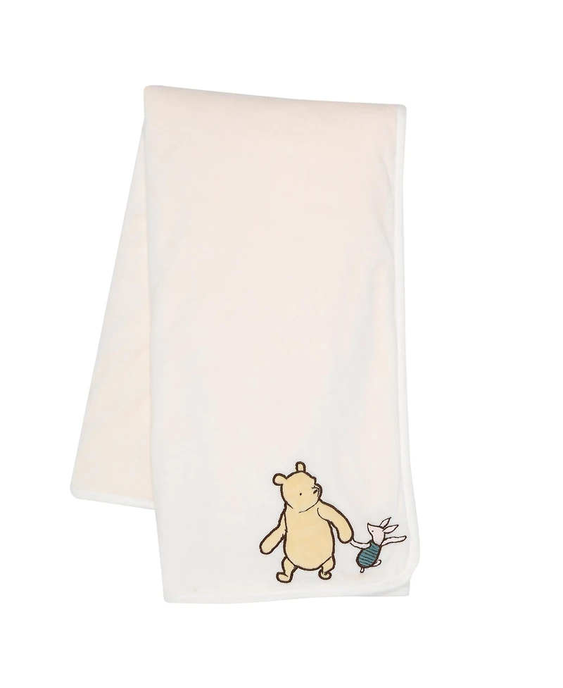 Lambs & Ivy Baby Disney Storytime Pooh Ultra Soft Fleece Blanket - Cream