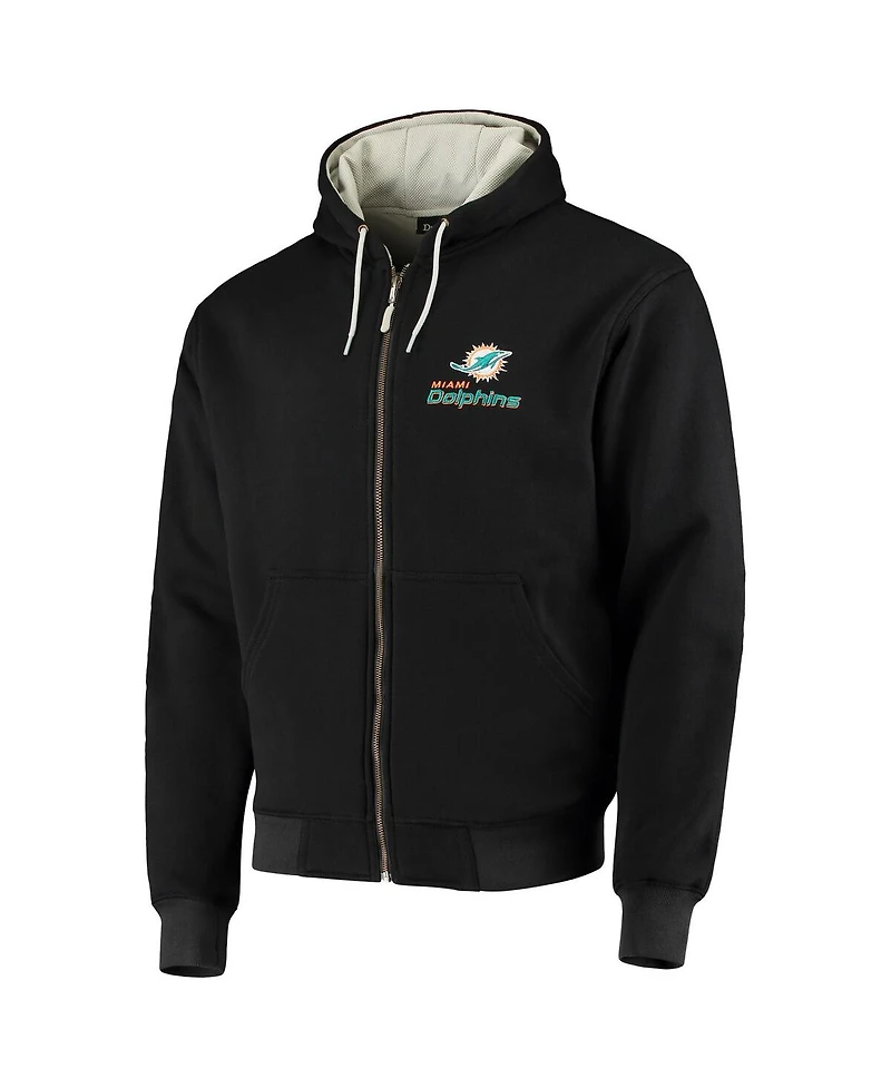 Men's Dunbrooke Black Miami Dolphins Craftsman Thermal-Lined Full-Zip Hoodie