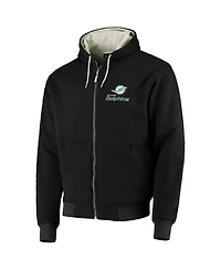 Men's Dunbrooke Black Miami Dolphins Craftsman Thermal-Lined Full-Zip Hoodie
