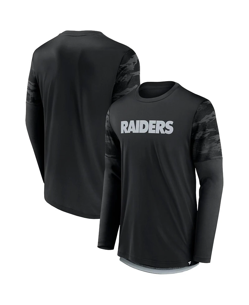 Men's Fanatics Black, Silver Las Vegas Raiders Square Off Long Sleeve T-shirt
