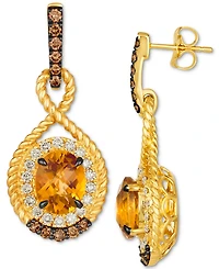 Le Vian Cinnamon Citrine (3-1/2 ct. t.w.), Nude Diamonds (5/8 ct. t.w.) & Chocolate Diamonds (1/2 ct. t.w.) Drop Earrings in 14k Gold