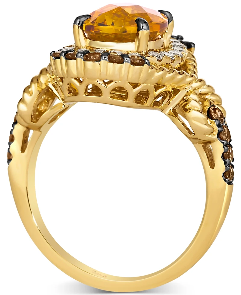 Le Vian Cinnamon Citrine (2-1/2 ct. t.w.) & Diamond (3/4 ct. t.w.) Rope Wrapped Halo Ring in 14k Gold