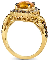 Le Vian Cinnamon Citrine (2-1/2 ct. t.w.) & Diamond (3/4 ct. t.w.) Rope Wrapped Halo Ring in 14k Gold