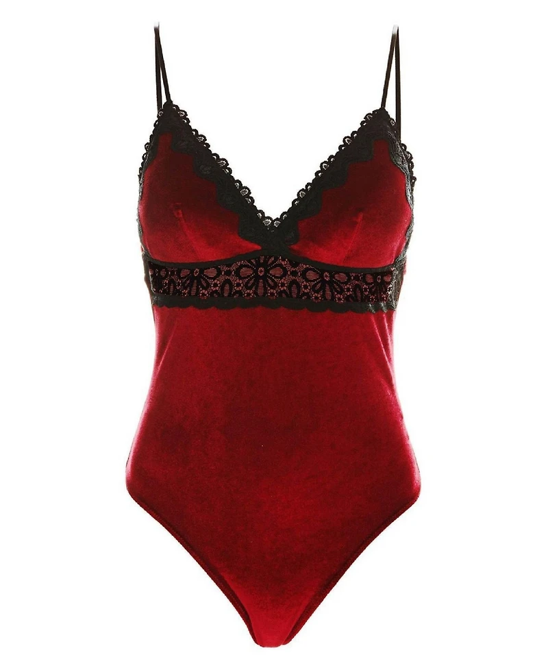MeMoi Women's Sylvie Soft Velvet Bodysuit