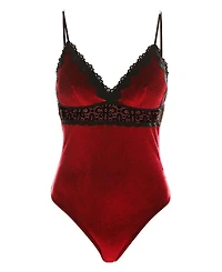 MeMoi Women's Sylvie Soft Velvet Bodysuit