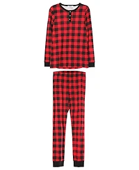 MeMoi Women's Buffalo Plaid Long Sleeve Tapered Bottom 2 Piece Pajama Set