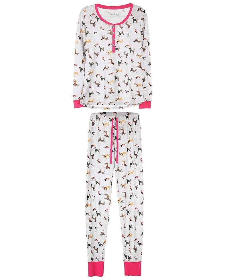 MeMoi Women's Dog Mania 2 Piece Pajama Set