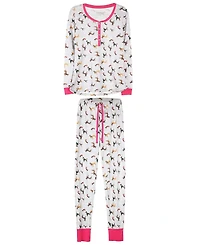 MeMoi Women's Dog Mania 2 Piece Pajama Set