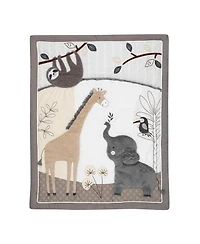 Lambs & Ivy Baby Jungle Animals 4-Piece Gray/White/Taupe Crib Bedding Set