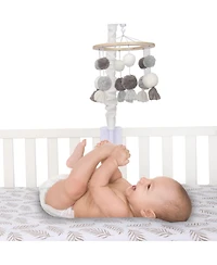 Lambs & Ivy Signature Pom Pom Musical Baby Crib Mobile - White/Gray