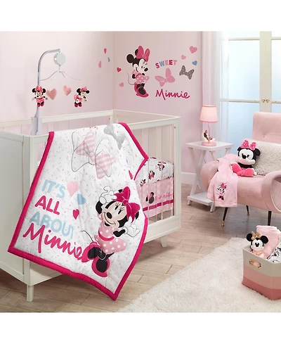 Lambs & Ivy Disney Baby Minnie Mouse Love 3-Piece Pink Nursery Crib Bedding Set