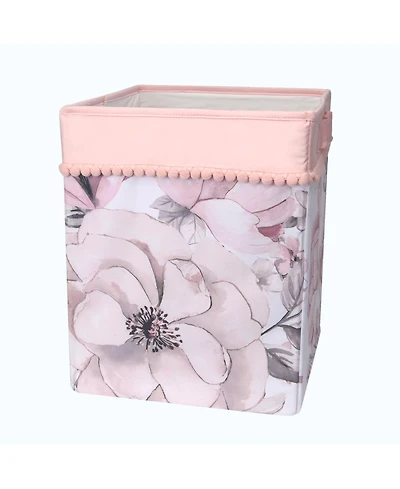 Lambs & Ivy Signature Botanical Baby Watercolor Floral Storage/Hamper - Pink/Gray/White