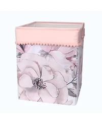 Lambs & Ivy Signature Botanical Baby Watercolor Floral Storage/Hamper - Pink/Gray/White