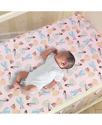 Lambs & Ivy Disney Princesses Pink Fitted Crib Sheet - Belle/Tiana/Cinderella