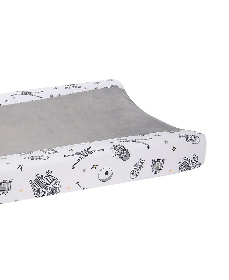 Lambs & Ivy Star Wars Millennium Falcon White/Gray Soft Changing Pad Cover