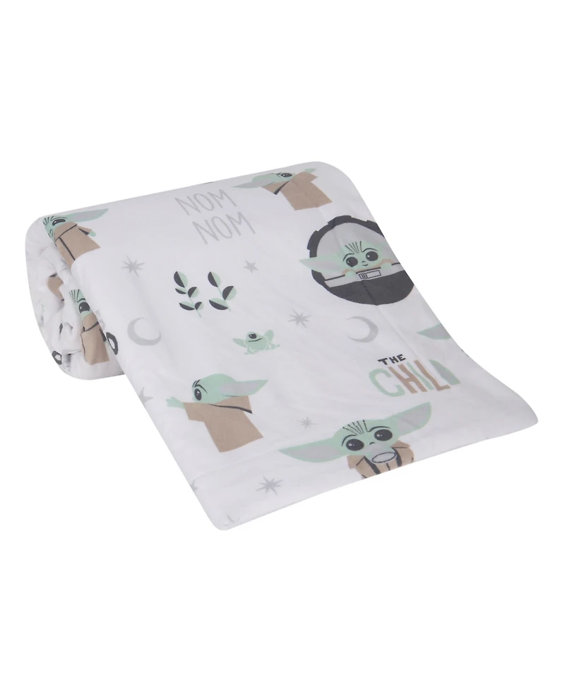 Lambs & Ivy Star Wars The Child/Baby Yoda/Grogu White Minky/Fleece Baby Blanket
