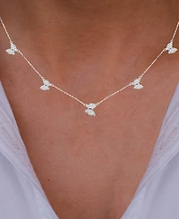 2-Pc. Set Cubic Zirconia Butterfly Collar Necklace & Coordinating Stud Earrings in Sterling Silver