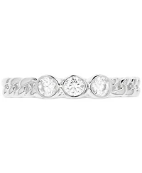 Cubic Zirconia Trio Link Ring Sterling Silver or 14k Gold Over