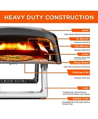 Commercial Chef Propane Gas Pizza Oven with Dual Burner System includes Baffle Door, Peel, 12" Stone, Cutter, and Cover