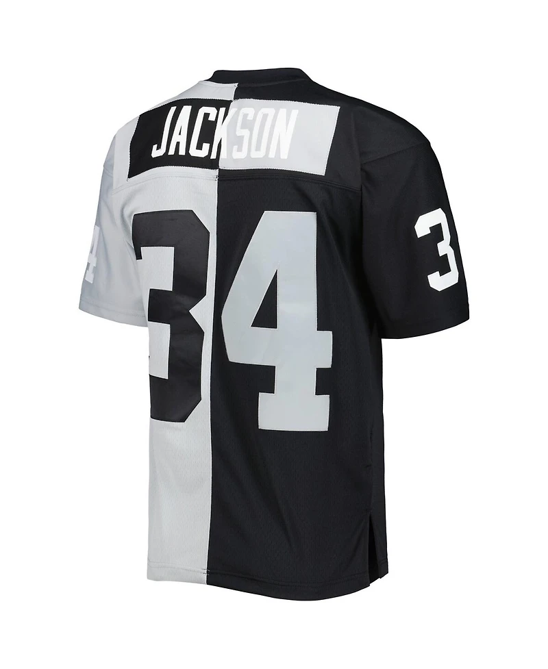 Men's Mitchell & Ness Bo Jackson Black and Silver Las Vegas Raiders 1988 Split Legacy Replica Jersey