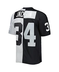 Men's Mitchell & Ness Bo Jackson Black and Silver Las Vegas Raiders 1988 Split Legacy Replica Jersey