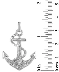 Esquire Men's Jewelry Cubic Zirconia Anchor Pendant in Sterling Silver, Created for Macy's