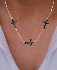 Macy's Spinel Crosses Necklace (1 1/3 ct. t.w.) in Sterling Silver