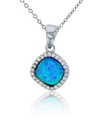 Macy's Created Opal Inlay and Cubic Zirconia Necklace in Sterling Silver