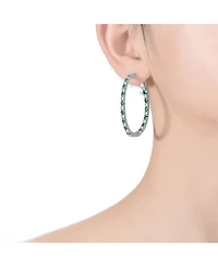 Rhodium Plated Cubic Zirconia Hoop Earrings