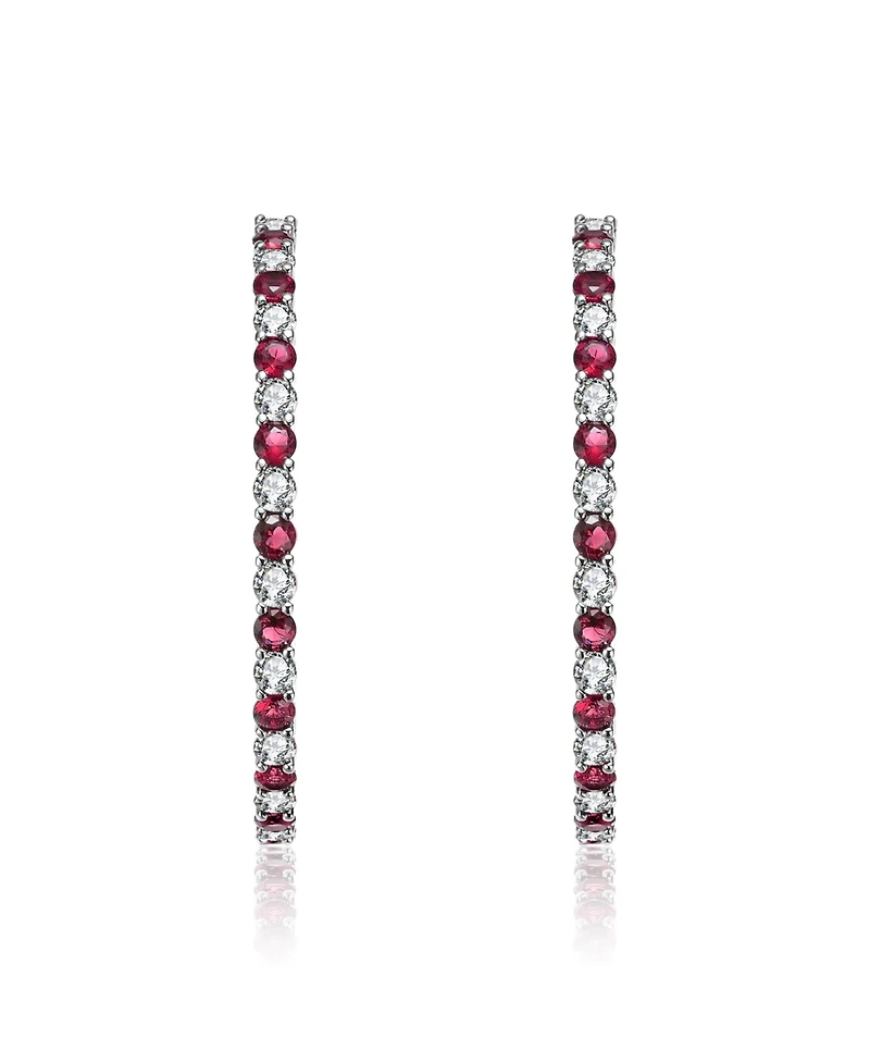 Rhodium Plated Cubic Zirconia Hoop Earrings