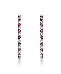 Rhodium Plated Cubic Zirconia Hoop Earrings
