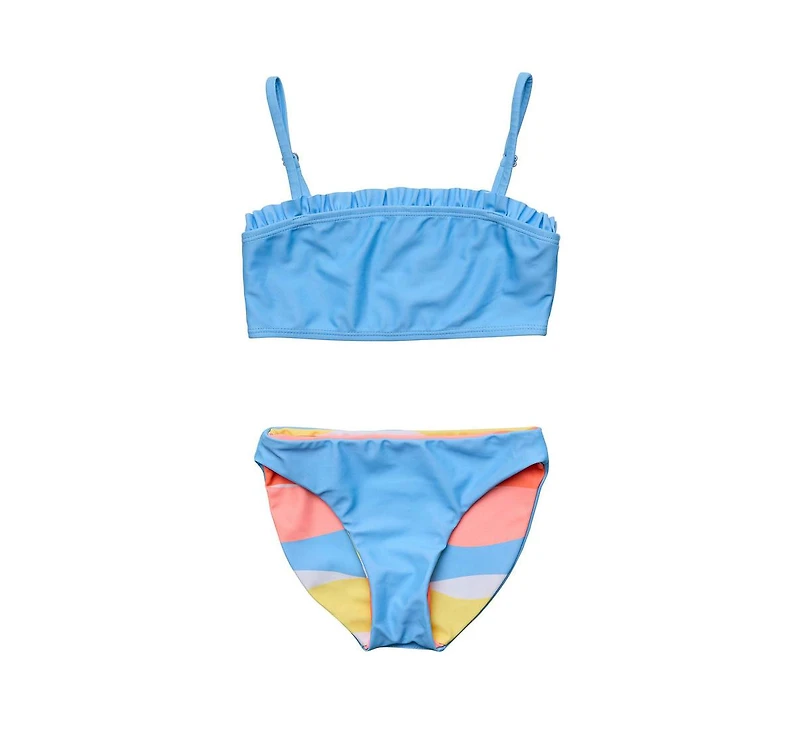 Snapper Rock Big Girls Toddler|Child Good Vibes Frilled Bandeau Bikini