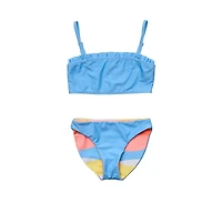 Snapper Rock Big Girls Toddler|Child Good Vibes Frilled Bandeau Bikini