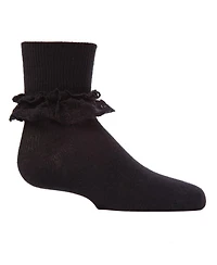 MeMoi Girls Double Dare Dual-Layer Lace Cotton Blend Anklet Socks