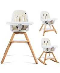 Costway Toddler 3-in-1 Convertible Wooden High Chair Tray Adjustable Legs