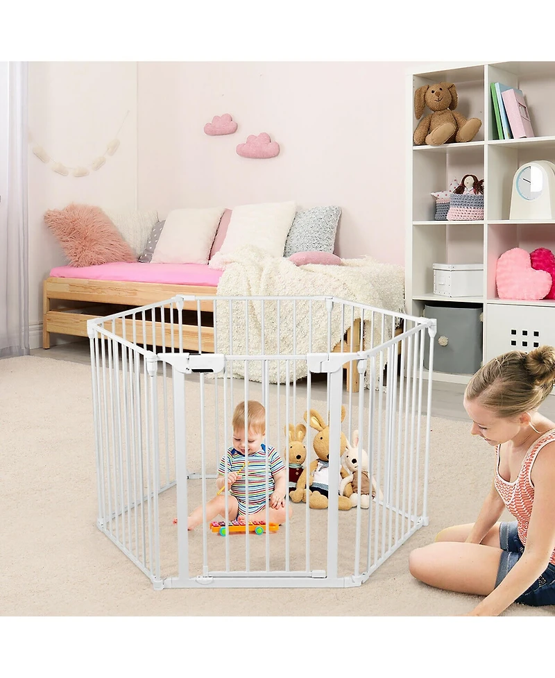 Costway Baby 6 Panel Safe Metal Gate Play Yard