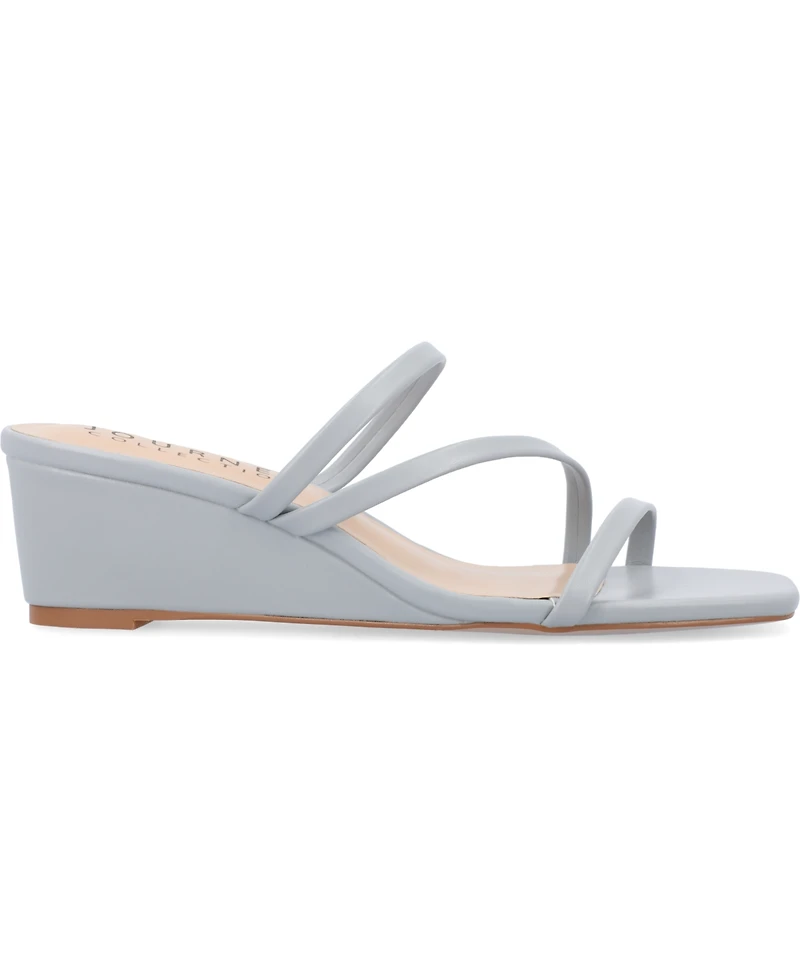 Journee Collection Women's Takarah Strappy Asymmetrical Wedge Sandals