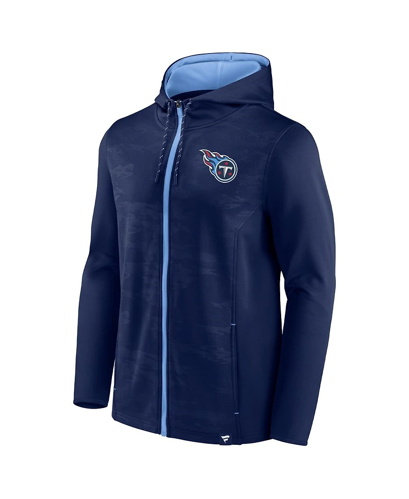 Men's Fanatics Navy, Light Blue Tennessee Titans Ball Carrier Full-Zip Hoodie