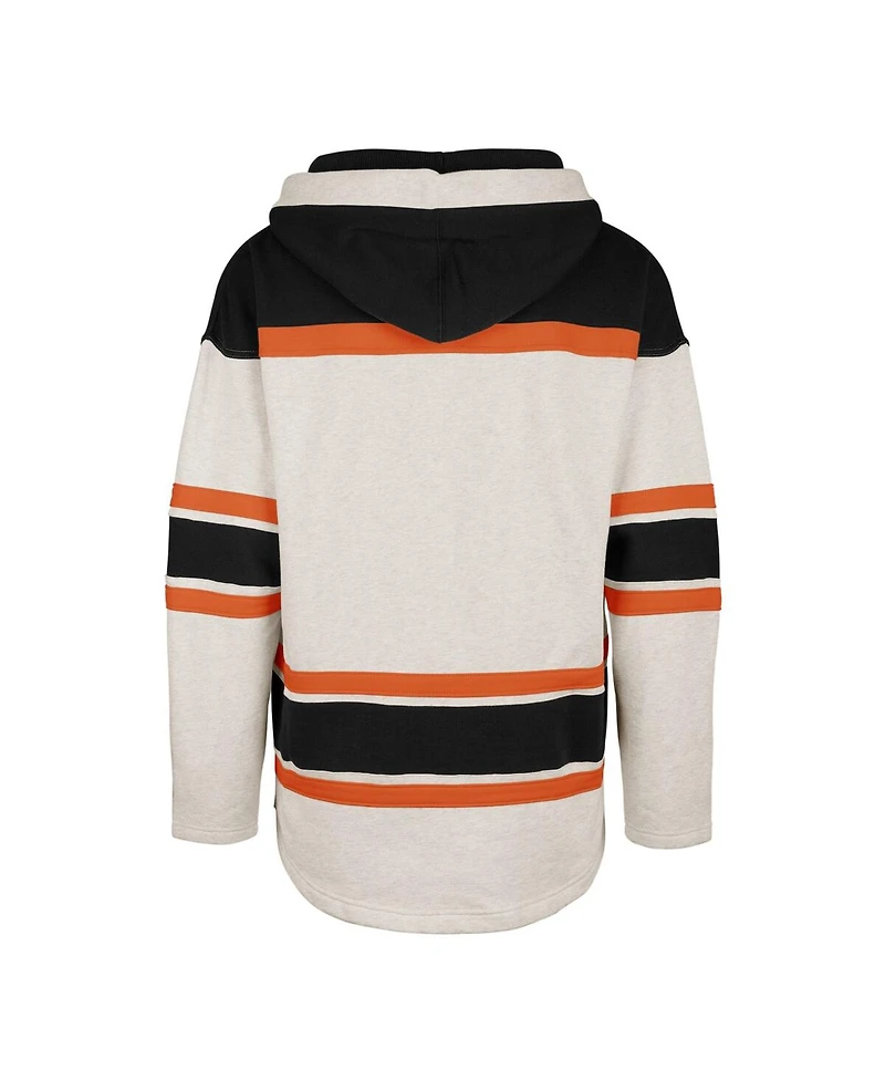 Men's '47 Brand Oatmeal Philadelphia Flyers Rockaway Lace-Up Pullover Hoodie