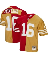 Men's Mitchell & Ness Joe Montana Scarlet, Gold San Francisco 49ers 1990 Split Legacy Replica Jersey