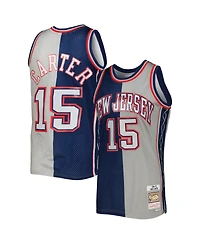 Men's Mitchell & Ness Vince Carter Navy, Gray New Jersey Nets Hardwood Classics 2006-07 Split Swingman Jersey
