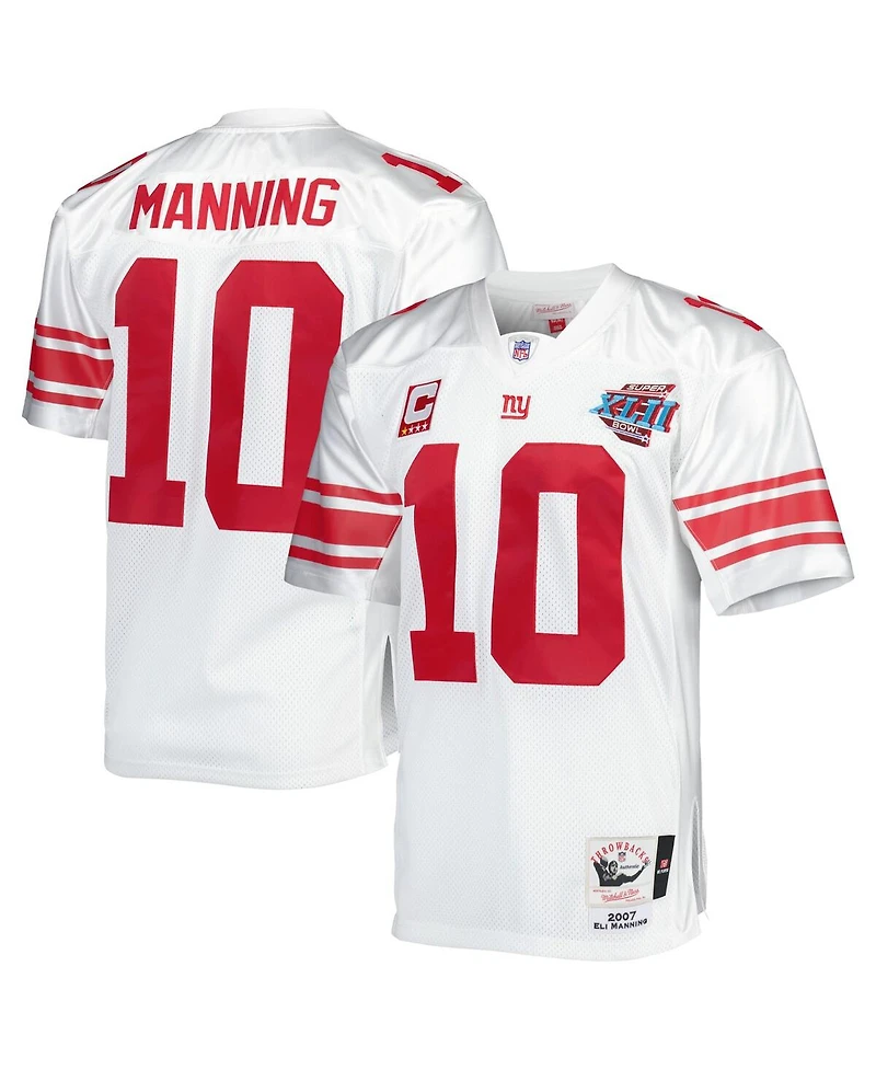 Men's Mitchell & Ness Eli Manning White New York Giants Super Bowl Xlii Authentic Throwback Retired Player Jersey