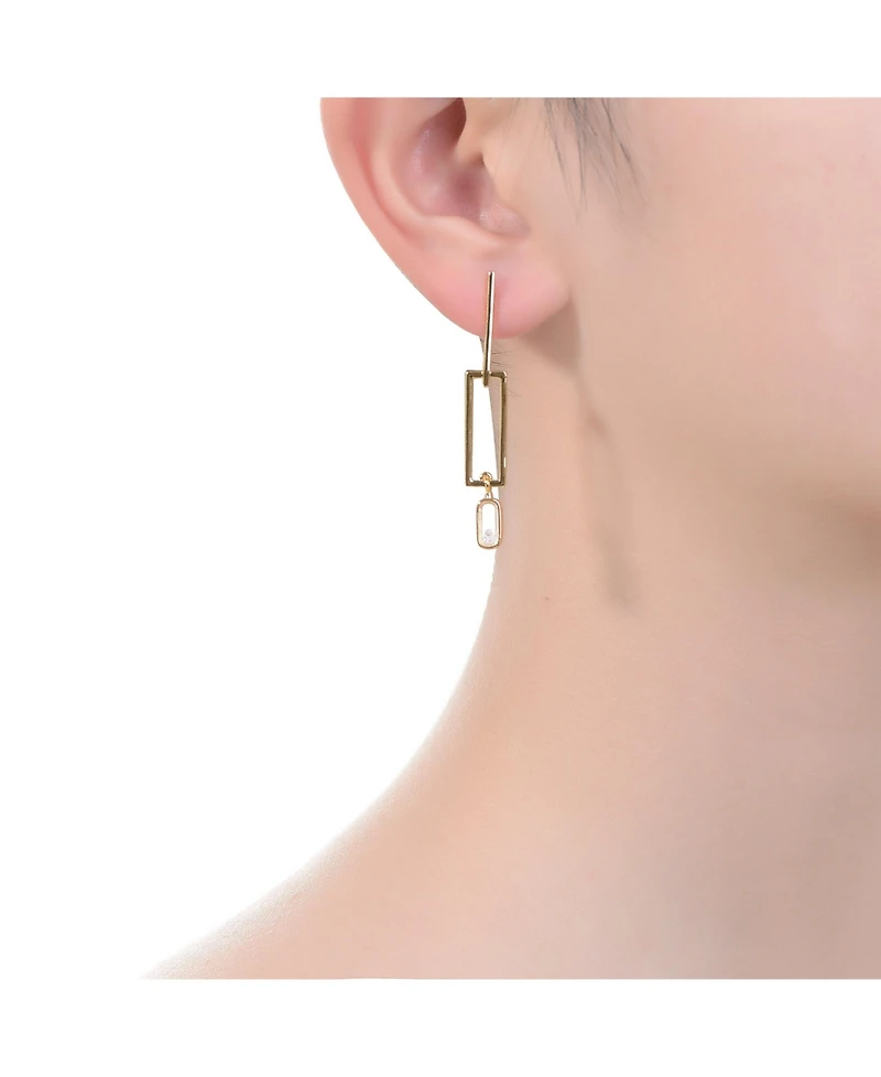 14K Gold Plated Green Cubic Zirconia Drop Earrings
