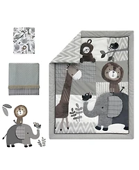Lambs & Ivy Urban Jungle Animals Gray/Brown/White Nursery 4-Piece Baby Crib Bedding Set