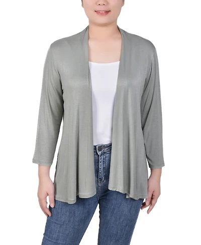 Ny Collection Women's Solid 3/4 Sleeve Cardigan