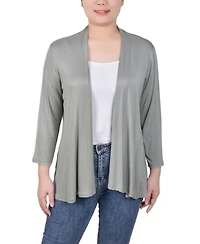 Ny Collection Women's Solid 3/4 Sleeve Cardigan